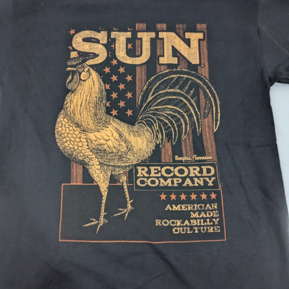 Sun Record Company Black Tee W/Rooster Graphic American Made Rockabilly Medium